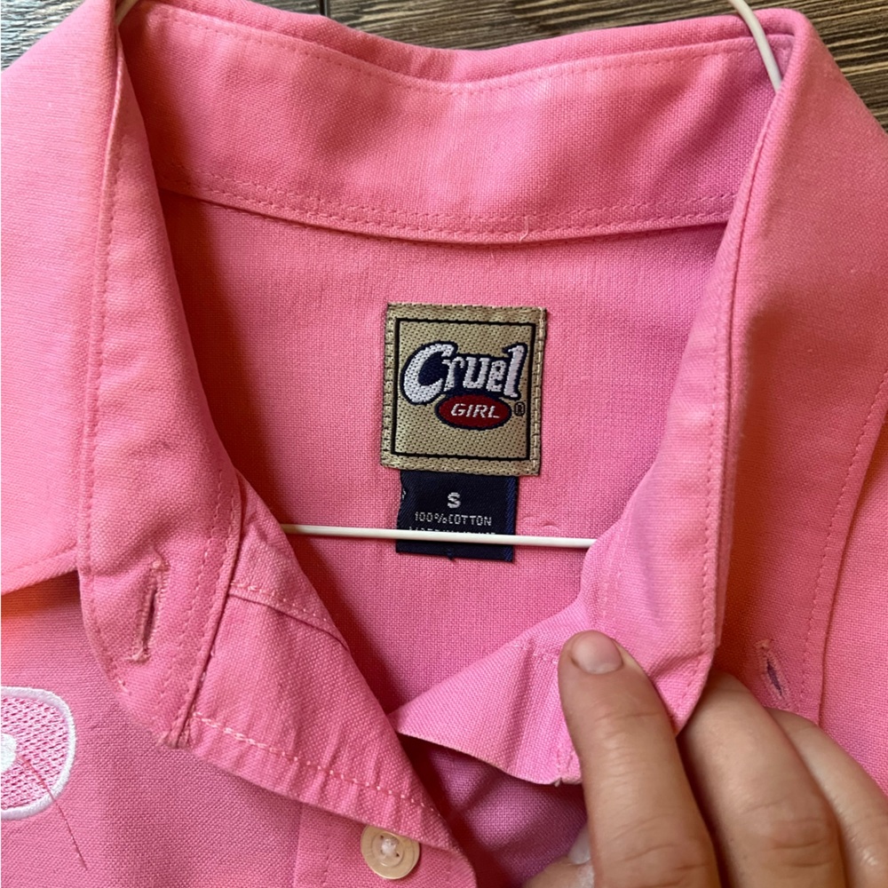 Cruel Girl Pink Button Down Shirt - Picture 2 of 2